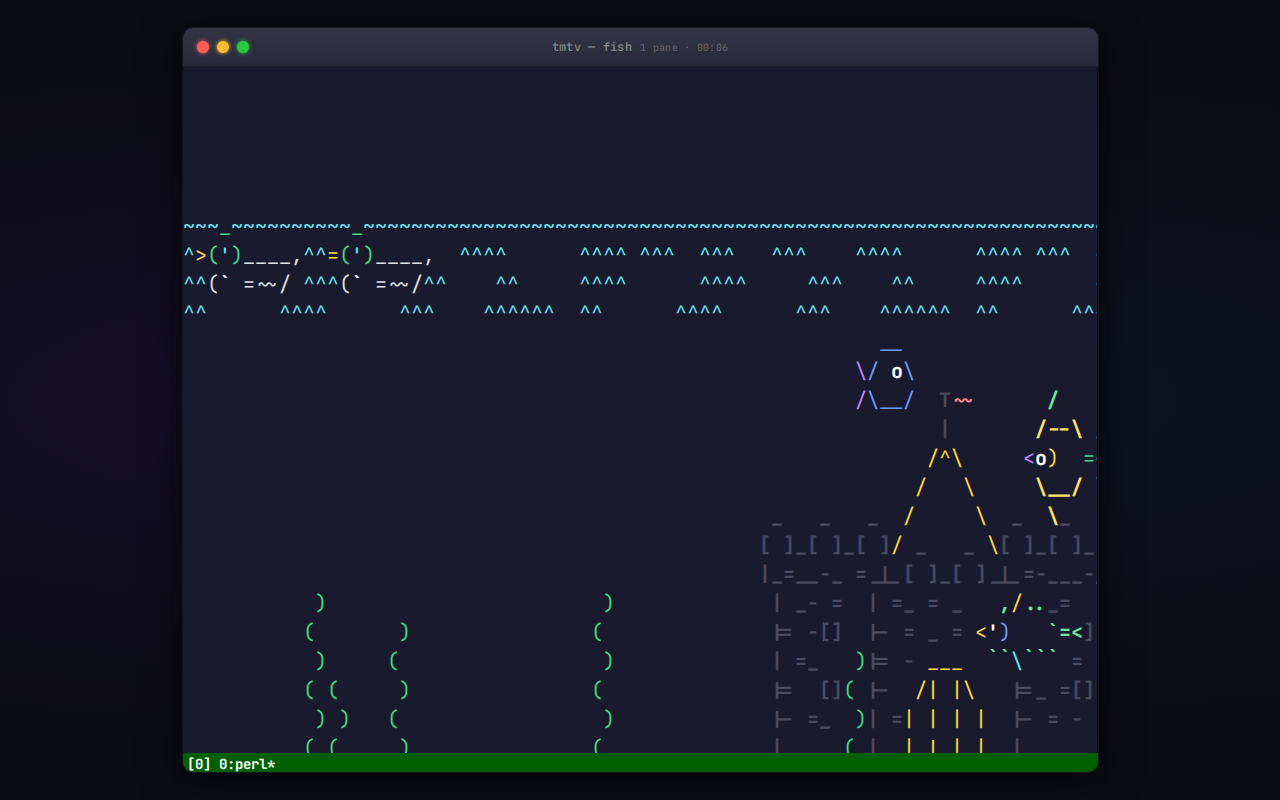 tmtv default theme showing terminal output